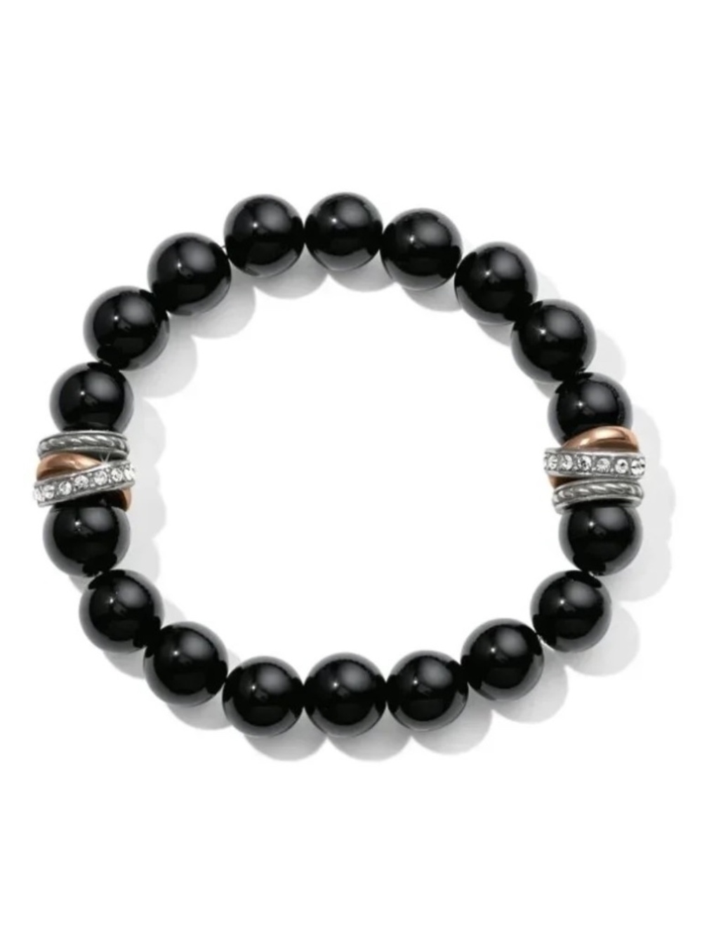 🌹🆕Brighton Neptune's Rings Black Agate Stretch Bracelet   NWT